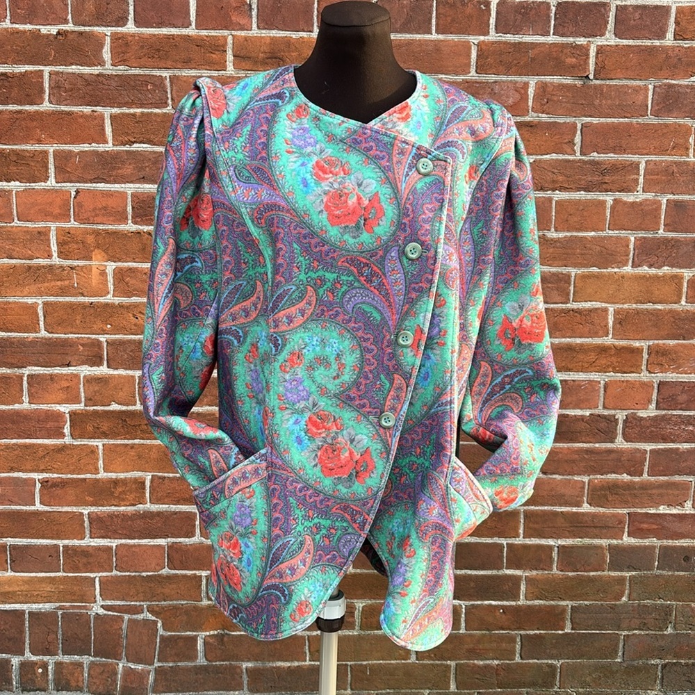 Vintage Ungaro Parallele Paisley Floral Dinner Jacket + Frilly Top 3-Piece Set - Picture 2 of 13